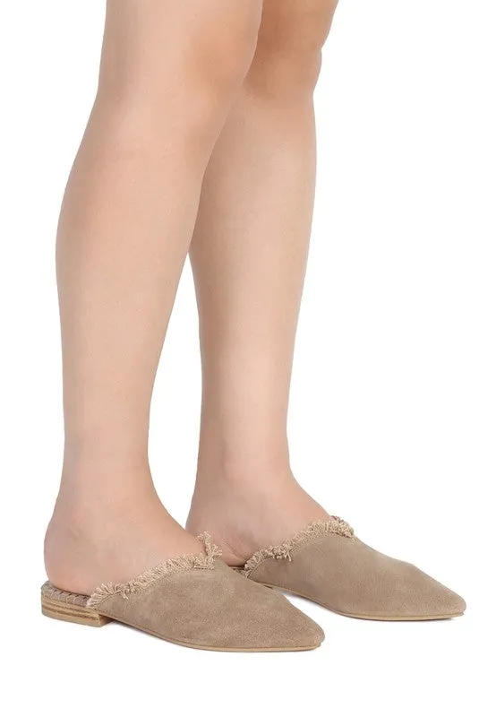 MOLLY  FRAYED LEATHER MULES For Women