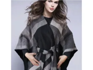 Monica Plaid Tie Waisted Poncho
