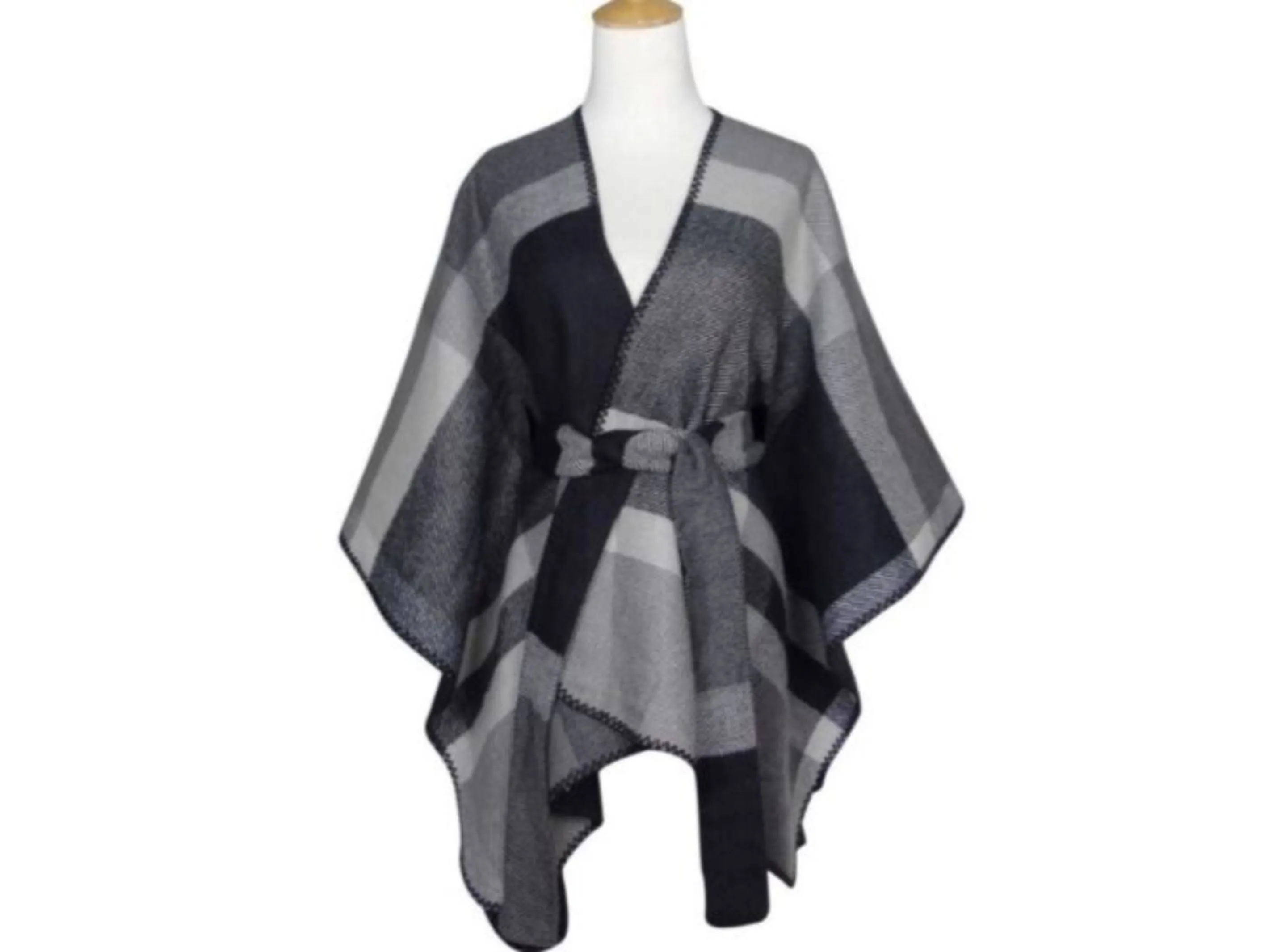 Monica Plaid Tie Waisted Poncho