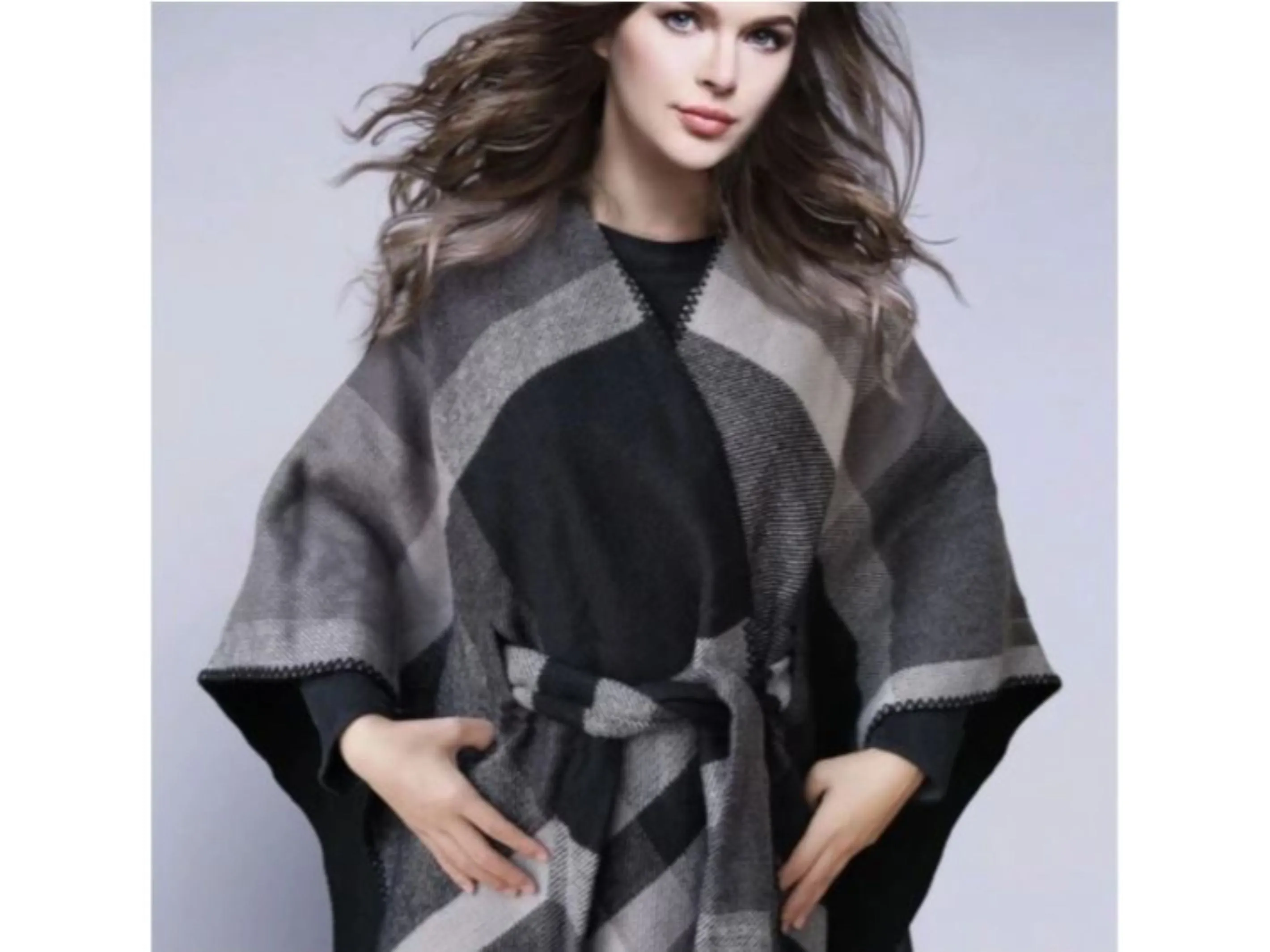 Monica Plaid Tie Waisted Poncho