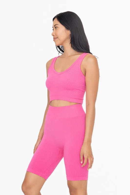 Mono B Ribbed Seamless Cropped Tank Top