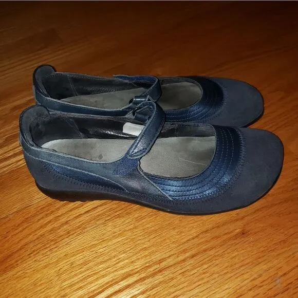 Naot blue leather Maryjane flats