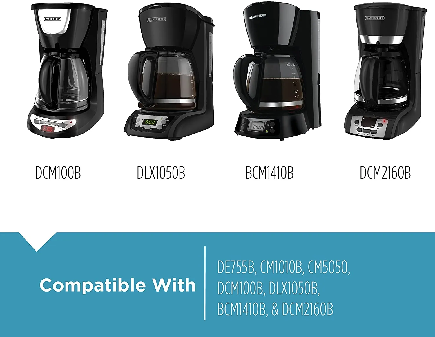 New BLACK DECKER GC3000B 12-Cup Replacement Carafe, Black! Includes 2 lids that allow fit  to most B&D coffee makers!