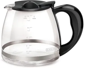 New BLACK DECKER GC3000B 12-Cup Replacement Carafe, Black! Includes 2 lids that allow fit  to most B&D coffee makers!