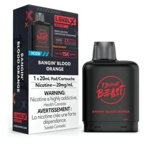 (NEW!) Flavour Beast Level X 15k puff BOOST disposable pods - Bangin' Blood Orange Iced