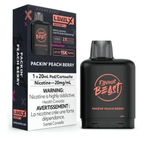 (NEW!) Flavour Beast Level X 15k puff BOOST disposable pods - Packin' Peach Berry
