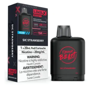 (NEW!) Flavour Beast Level X 15k puff BOOST disposable pods - Sic Strawberry Iced