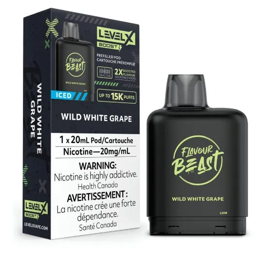 (NEW!) Flavour Beast Level X 15k puff BOOST disposable pods - Wild White Grape