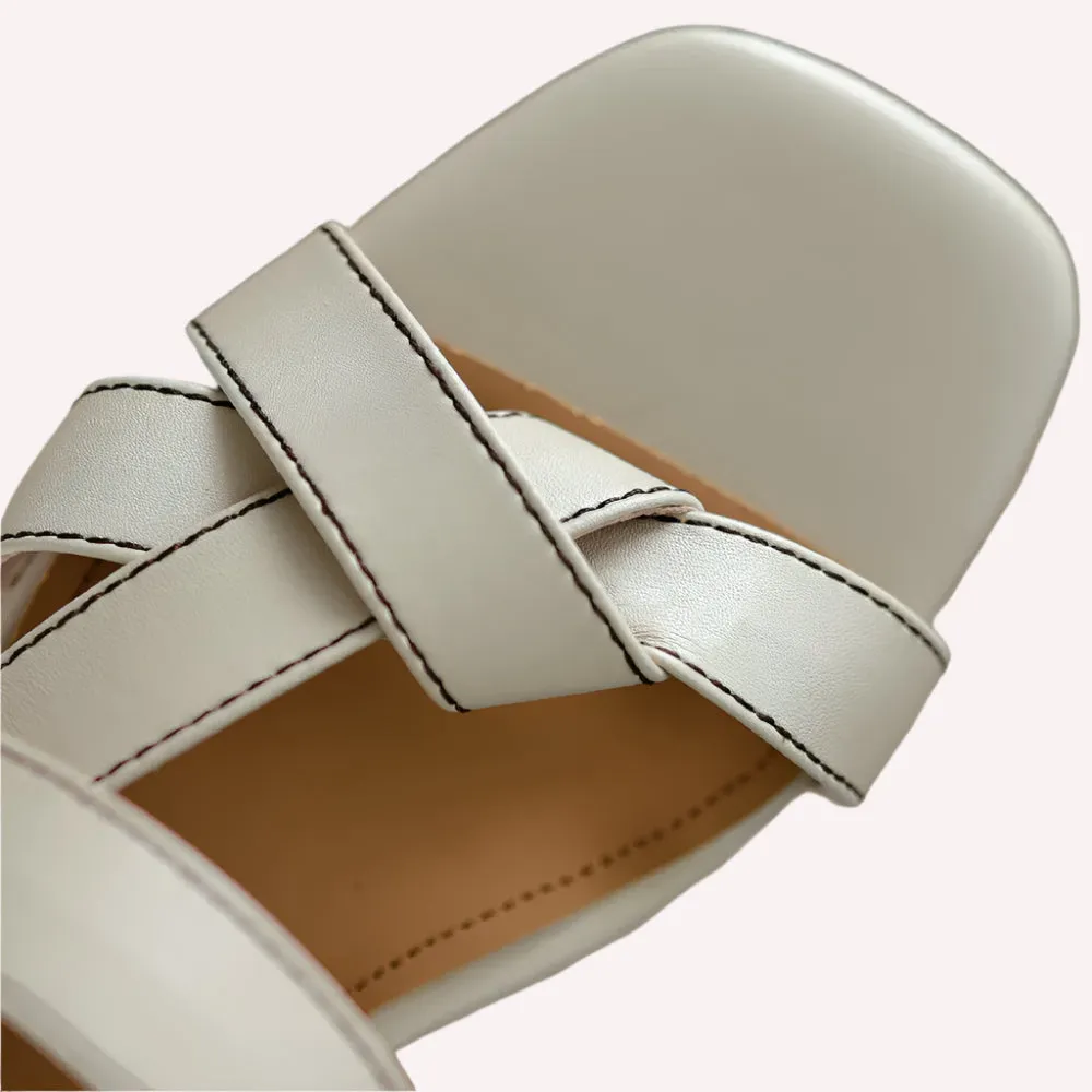 Nola Cross Strap Leather Sandals
