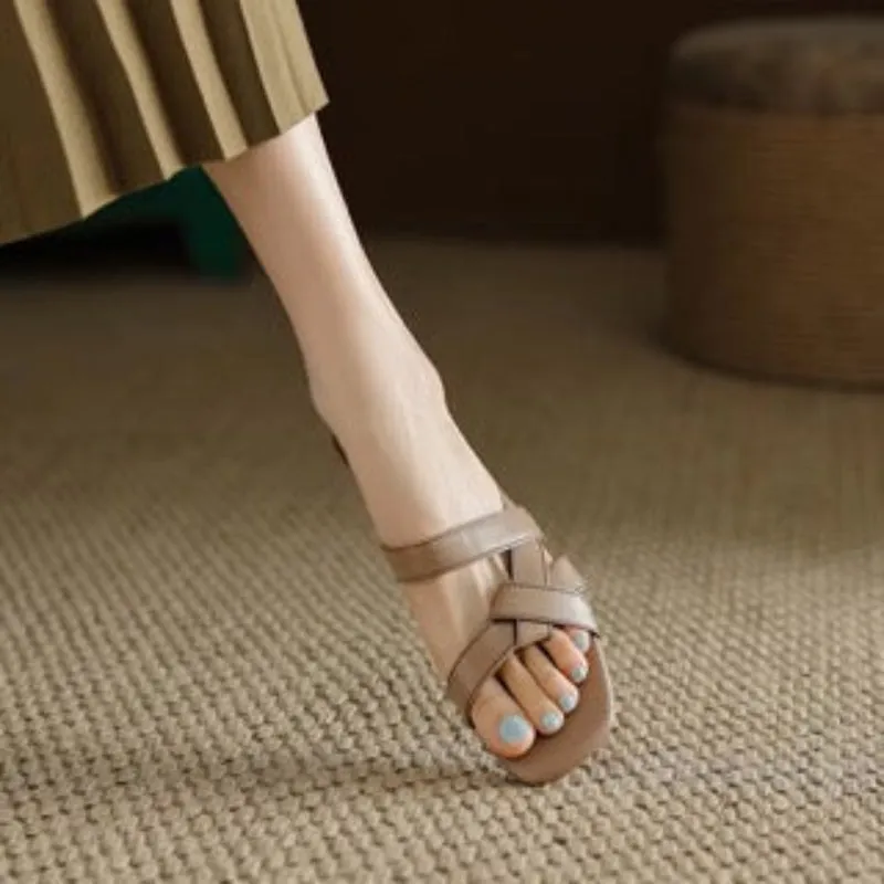 Nola Cross Strap Leather Sandals