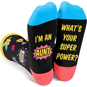 Novelty Socks for Women, Best Aunt Gifts from Niece Nephew, Cool Auntie Gifts, Unique Aunt Birthday Gifts, Christmas Gifts, Mothers Day Gifts for Aunt, Funny Socks for Her