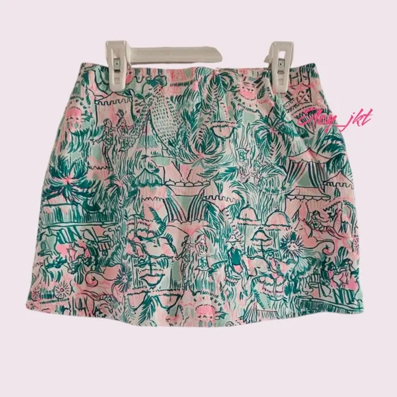 NWOT Lilly Pulitzer Madison Skort Bright Agate Green Colorful Camelflage Size XS