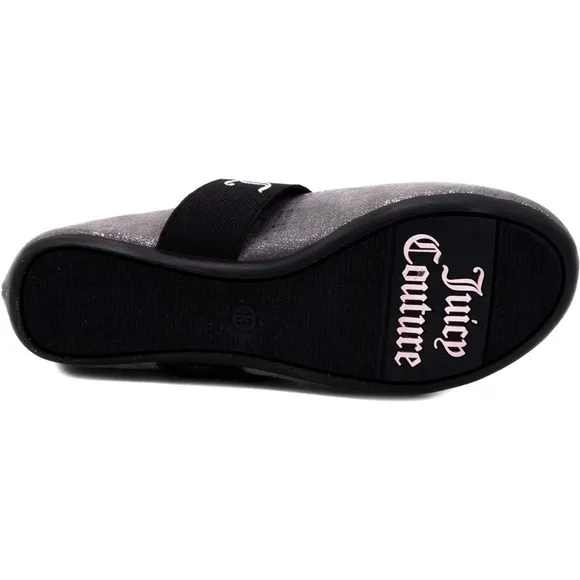 NWT Juicy Couture Catalina Flats in Pewter / Black - Girls Size 3