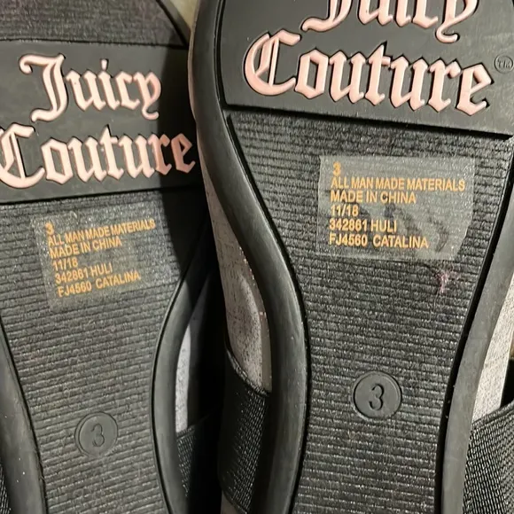NWT Juicy Couture Catalina Flats in Pewter / Black - Girls Size 3