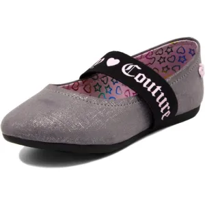NWT Juicy Couture Catalina Flats in Pewter / Black - Girls Size 3