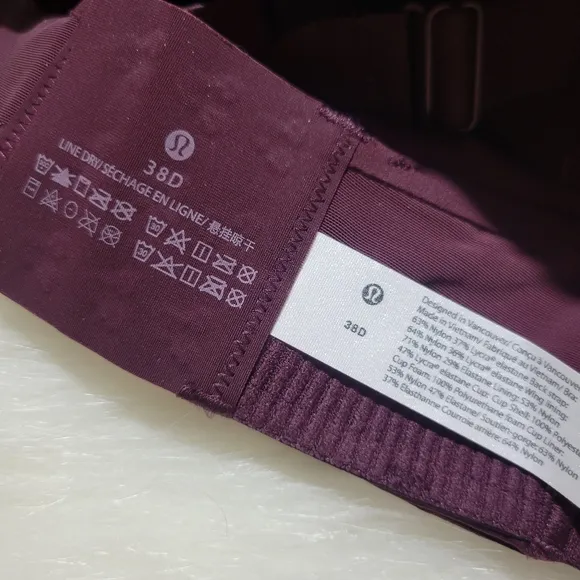 NWT Lululemon 38D Maroon Air Support Bra