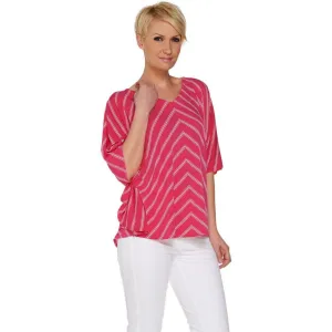 NWT Susan Graver Plus Size Striped Liquid Knit V-Neck Scarf Top. A254451 Plus 3X