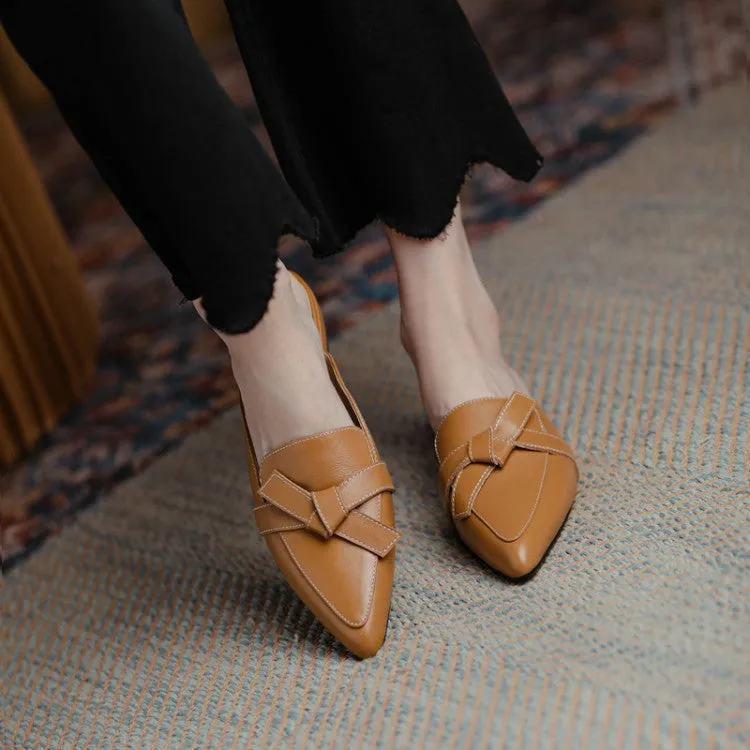 Off-White Brown Black Pointed Toe Loafer Mules #001028