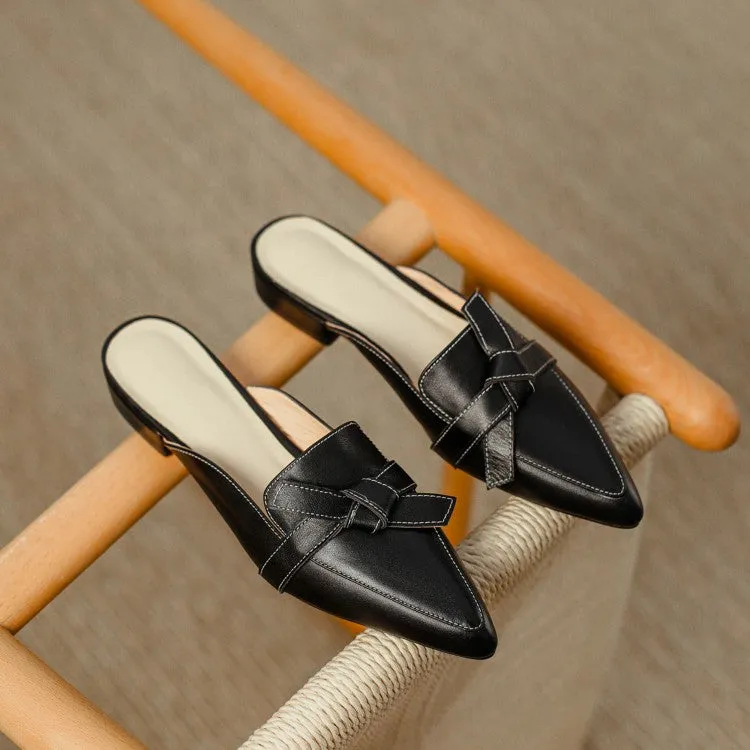 Off-White Brown Black Pointed Toe Loafer Mules #001028