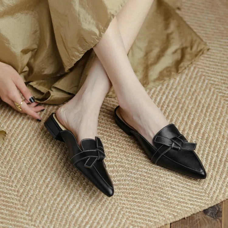 Off-White Brown Black Pointed Toe Loafer Mules #001028