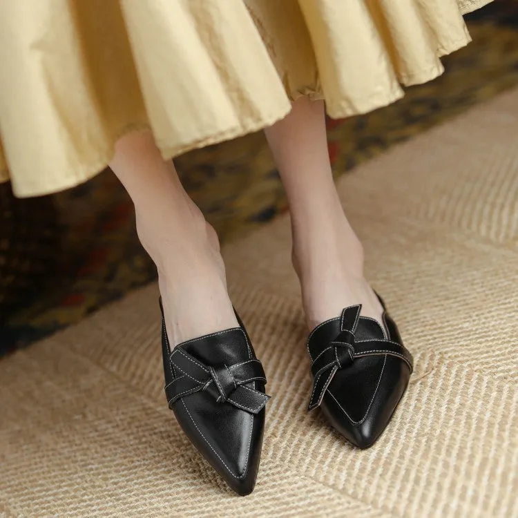 Off-White Brown Black Pointed Toe Loafer Mules #001028