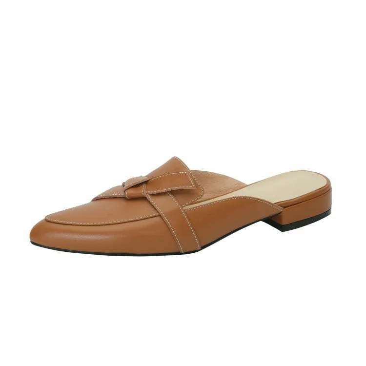 Off-White Brown Black Pointed Toe Loafer Mules #001028