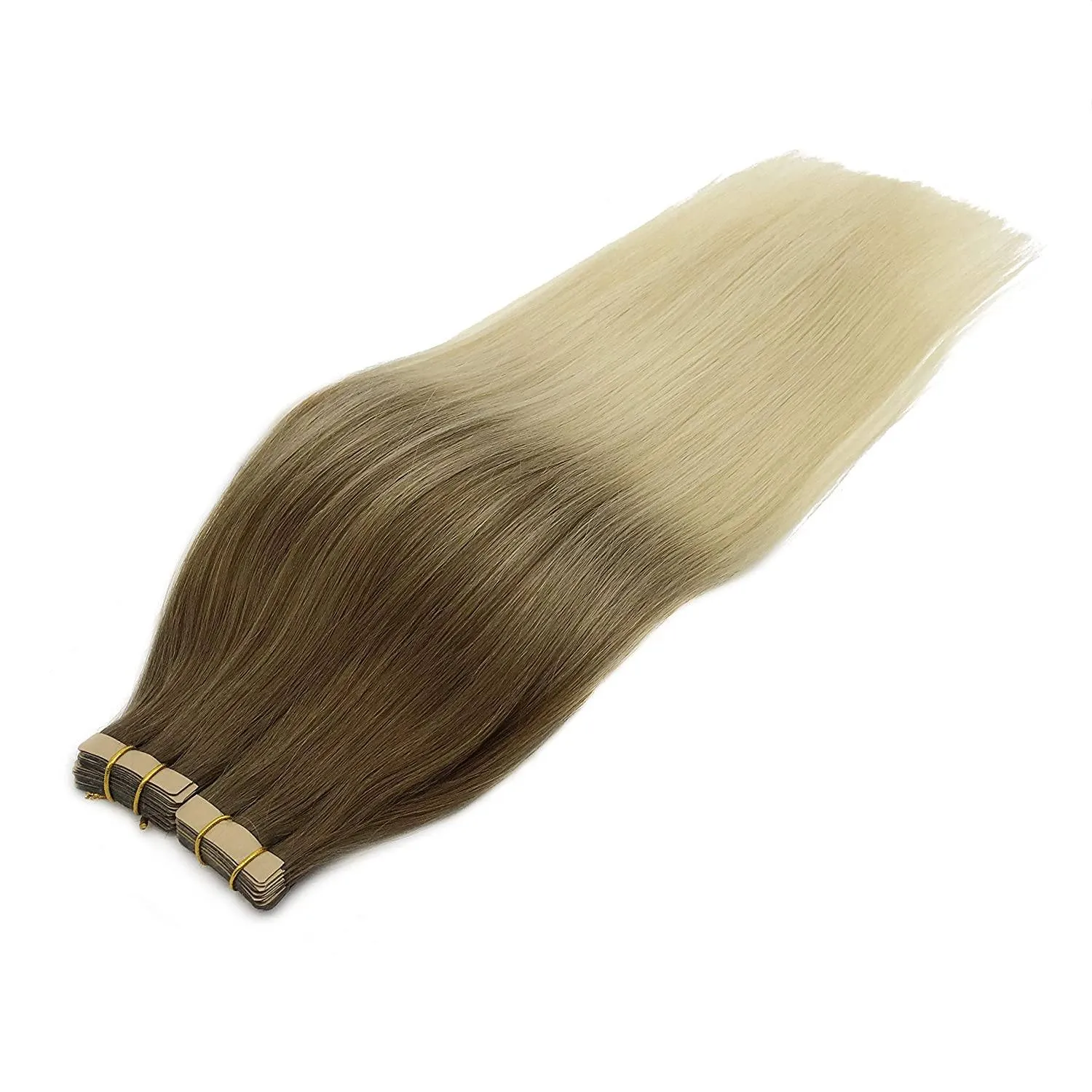 Ombre Ash Brown to Platinum Blonde 20pcs 50g Straight Tape in Hair Extensions