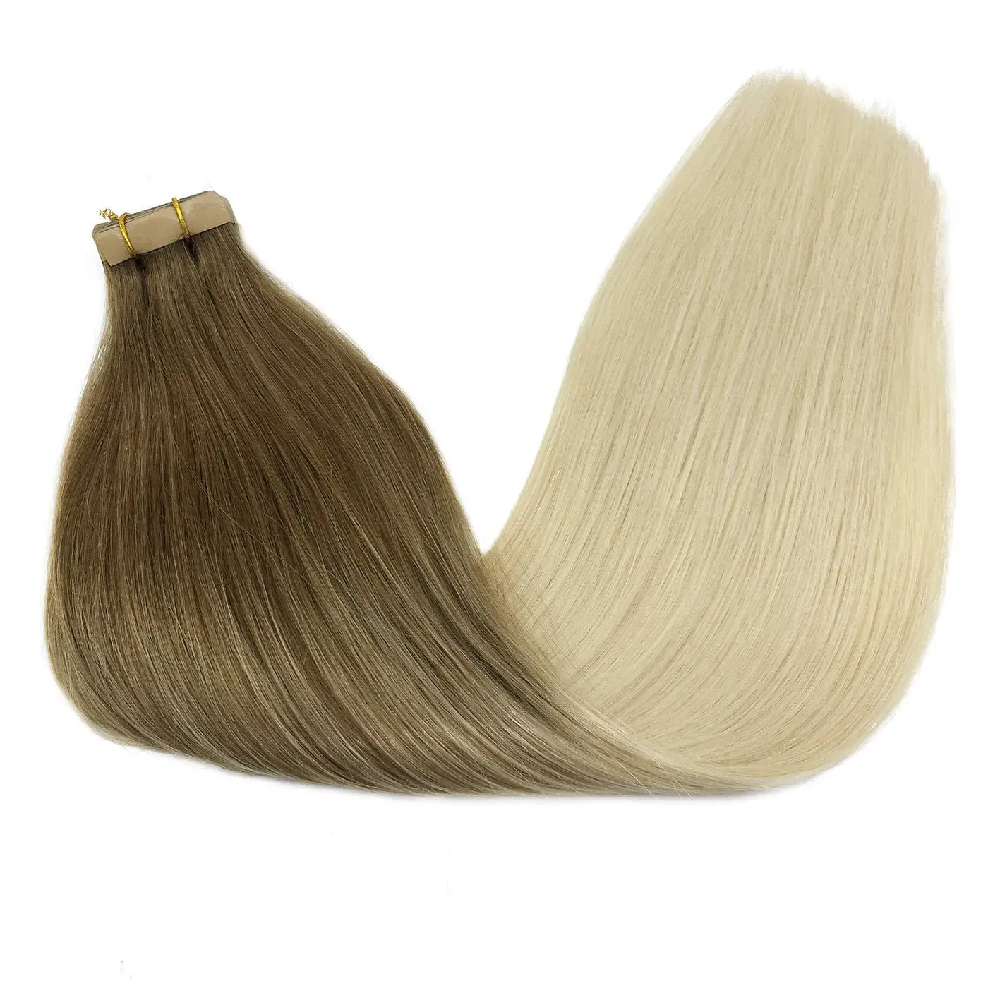 Ombre Ash Brown to Platinum Blonde 20pcs 50g Straight Tape in Hair Extensions