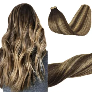 Ombre Chocolate Brown to Honey Blonde 20pcs 50g Straight Tape in Hair Extensions