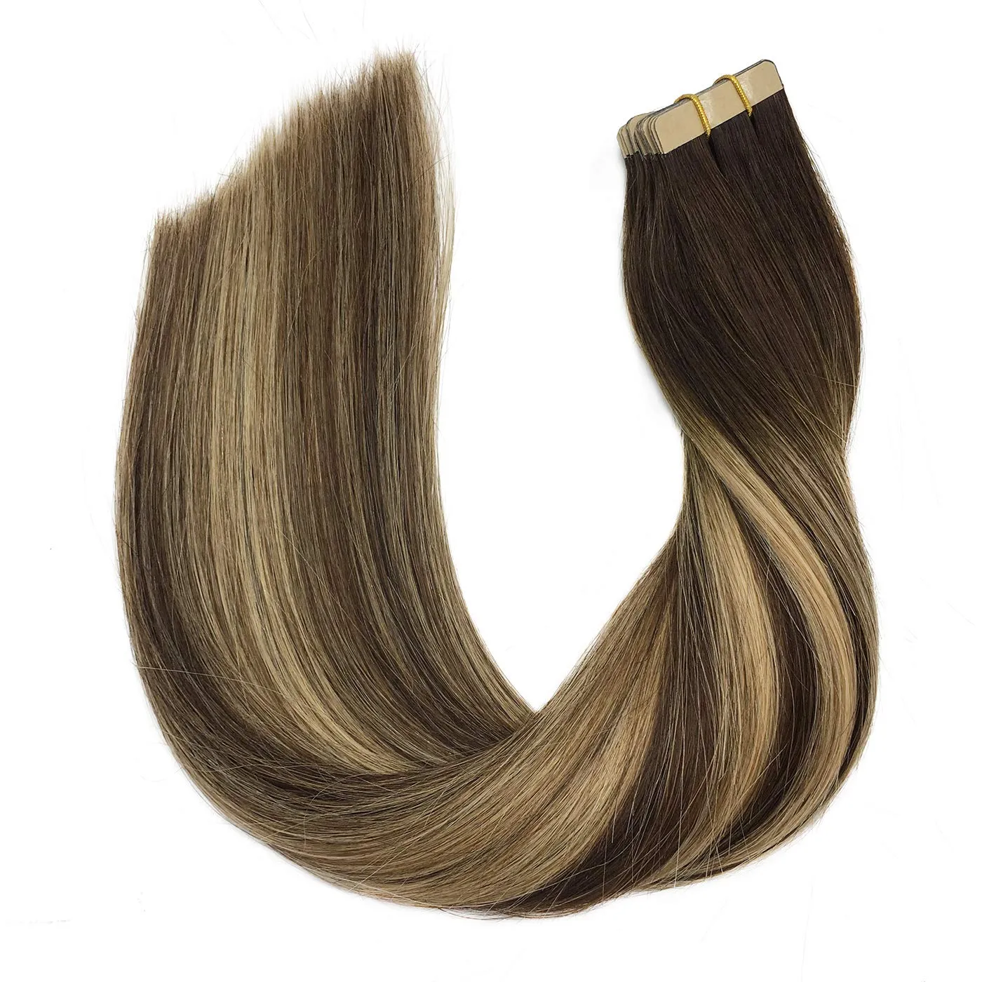 Ombre Chocolate Brown to Honey Blonde 20pcs 50g Straight Tape in Hair Extensions