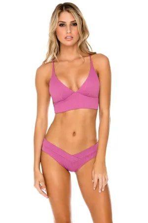 ORILLAS DEL MAR - Cross Back Bustier Top & Moderate Bottom • Frambuesa