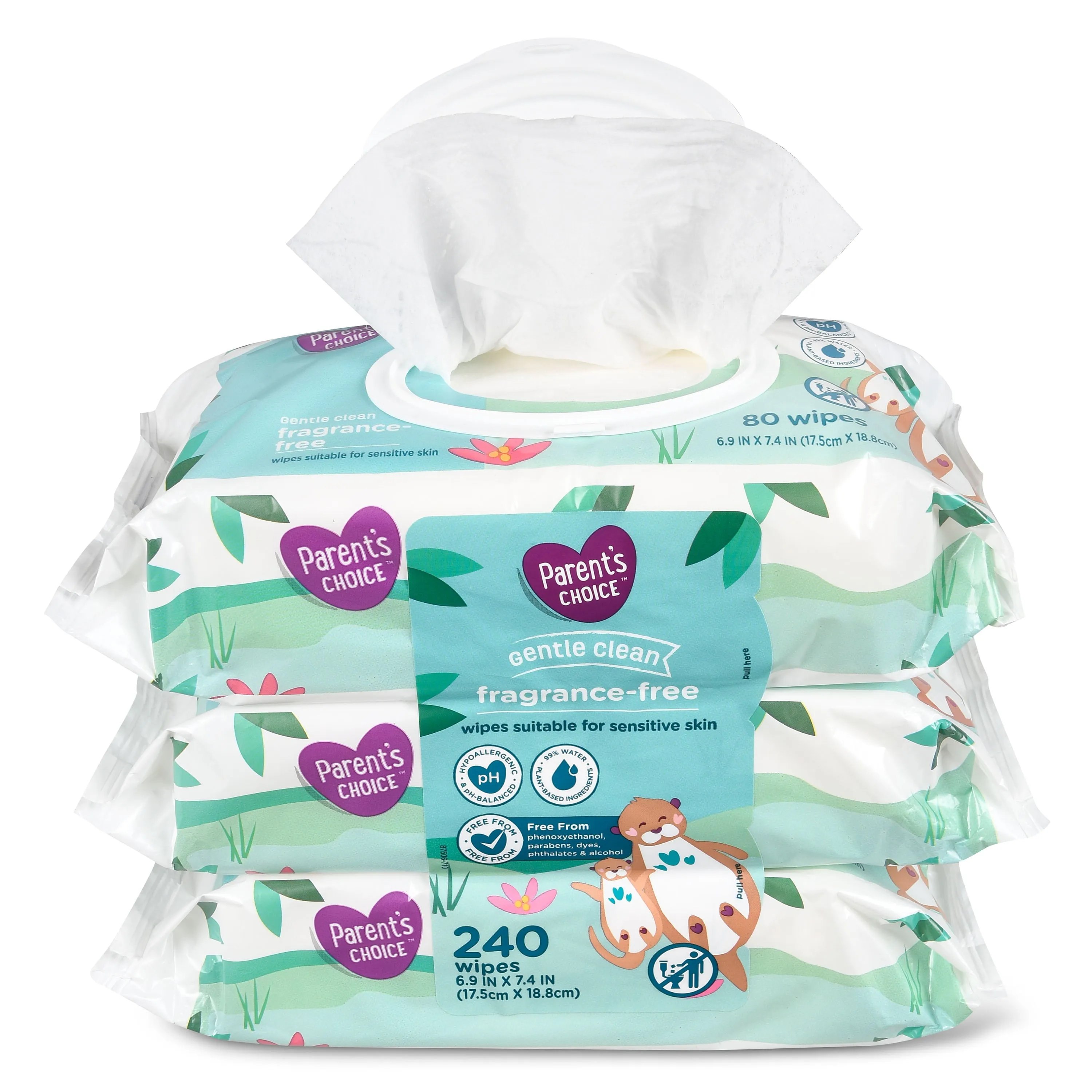 Parent's Choice Fragrance Free Baby Wipes 240 Count