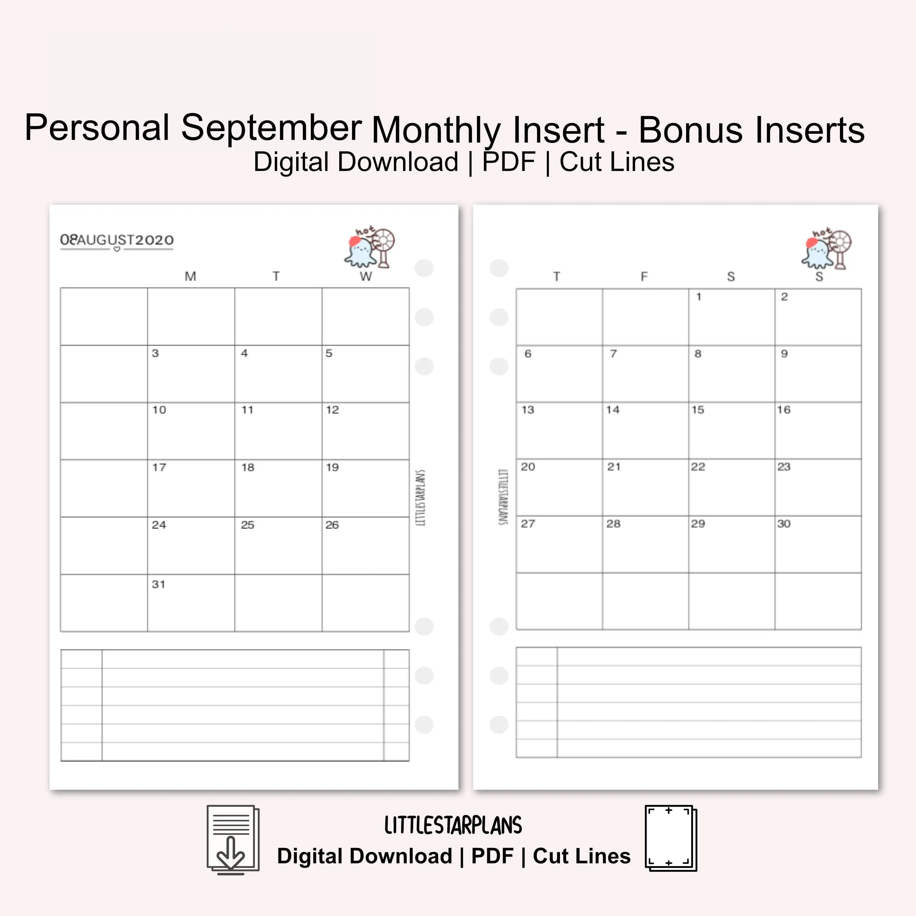 Personal Ring Size | September Monthly - Bonus Inserts | PRINTABLE