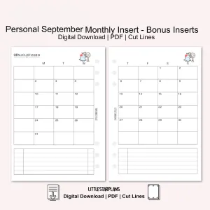 Personal Ring Size | September Monthly - Bonus Inserts | PRINTABLE