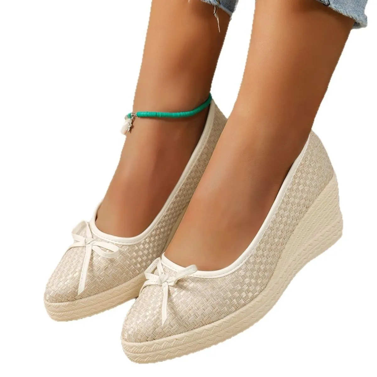 Point Toe Block Heels Slip-Ons
