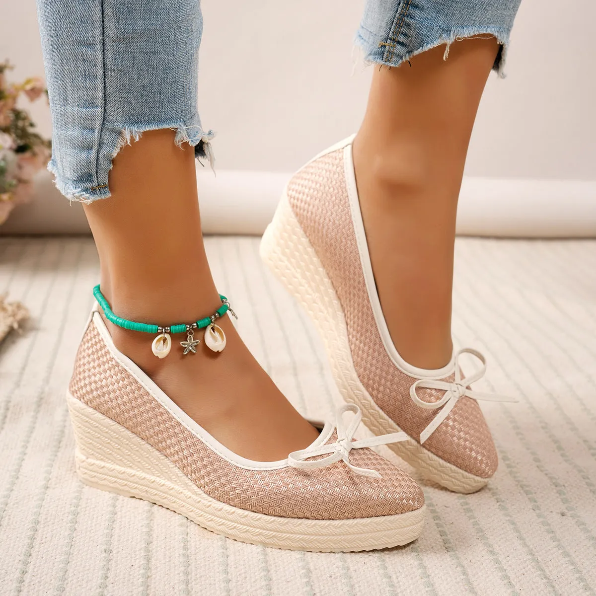 Point Toe Block Heels Slip-Ons