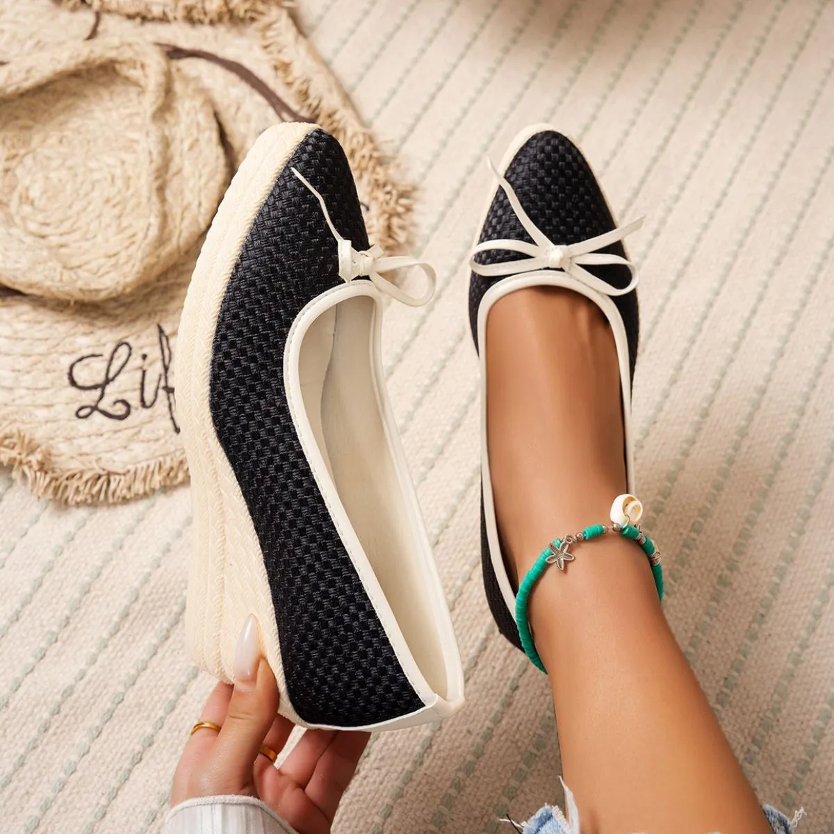 Point Toe Block Heels Slip-Ons