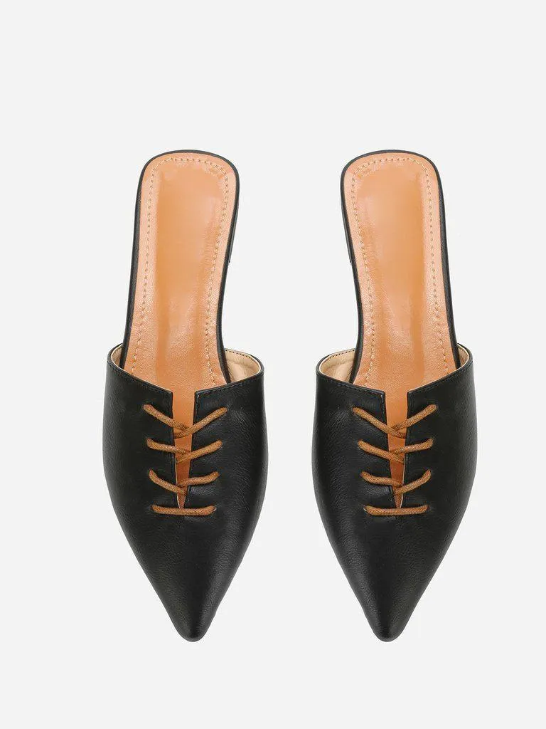 Pointed Toe Flat Mules
