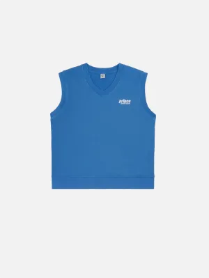 Prince Sporty Embroidered V-Neck Vest - Lapis/White