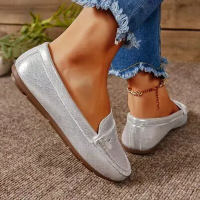 PU leren slip-ons met ronde neus