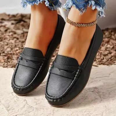 PU leren slip-ons met ronde neus