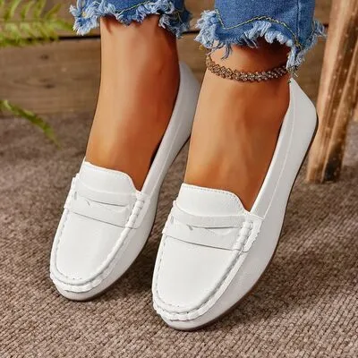 PU leren slip-ons met ronde neus