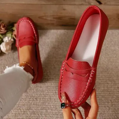 PU leren slip-ons met ronde neus