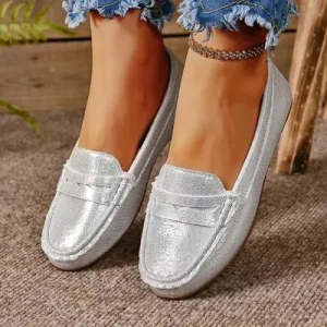 PU leren slip-ons met ronde neus