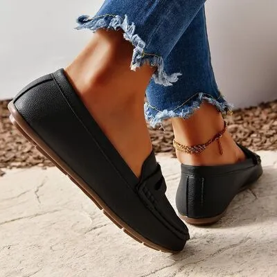 PU leren slip-ons met ronde neus