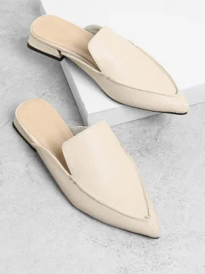 PU Pointed Toe Flat Mules
