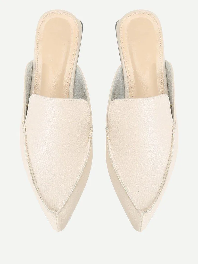 PU Pointed Toe Flat Mules
