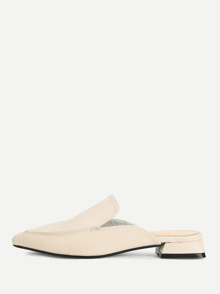 PU Pointed Toe Flat Mules