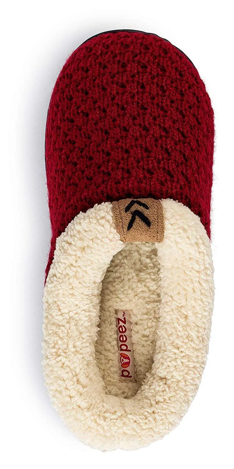 Pupeez Girls Sweater Knit Slippers Fleece Lined House Shoe