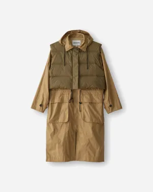Rain Coat - Khaki/Forest Green
